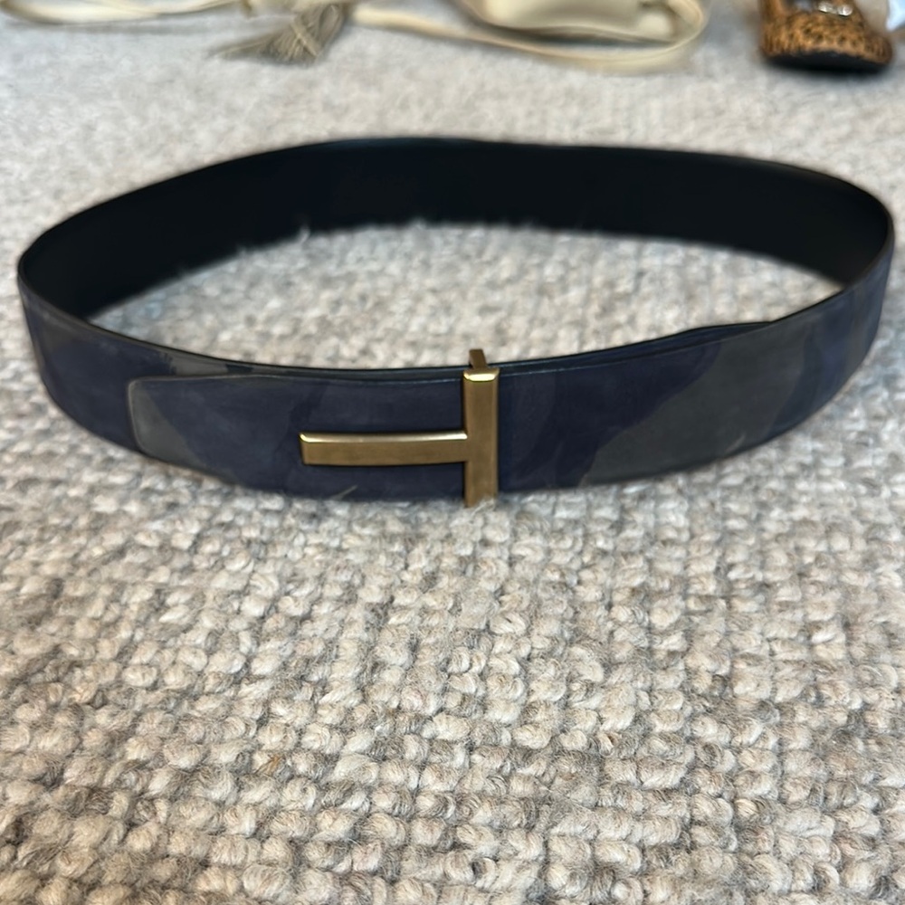Tom Ford camouflage suede and Gold Belt
